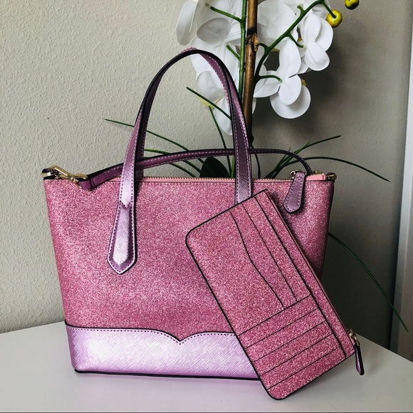 KATE SPADE LOLA GLITTER SMALL SATCHEL & WALLET NWT - Picture 3 of 16